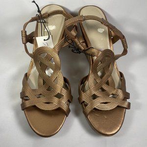 New York & Company Women’s Platform Wedge Heel Sandal Bronze Size 6